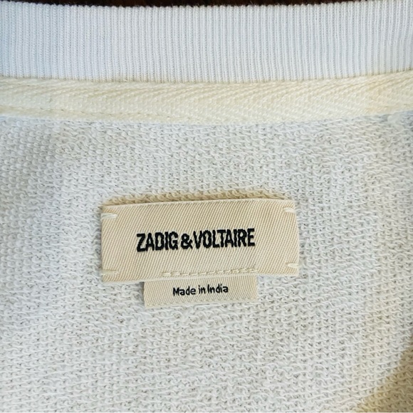 Zadig + Voltaire NWT Skull Studs White Sweatshirt Sm NEW - Picture 6 of 11